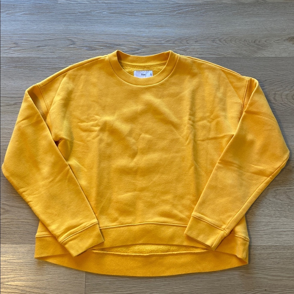 TNA Aritzia Yellow Crewneck Sweatshirt | Cropped Cozy Pullover Basic Size S - Picture 6 of 8